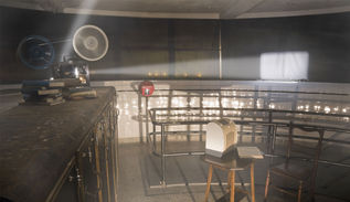 Film and light installation inside bridge cabin