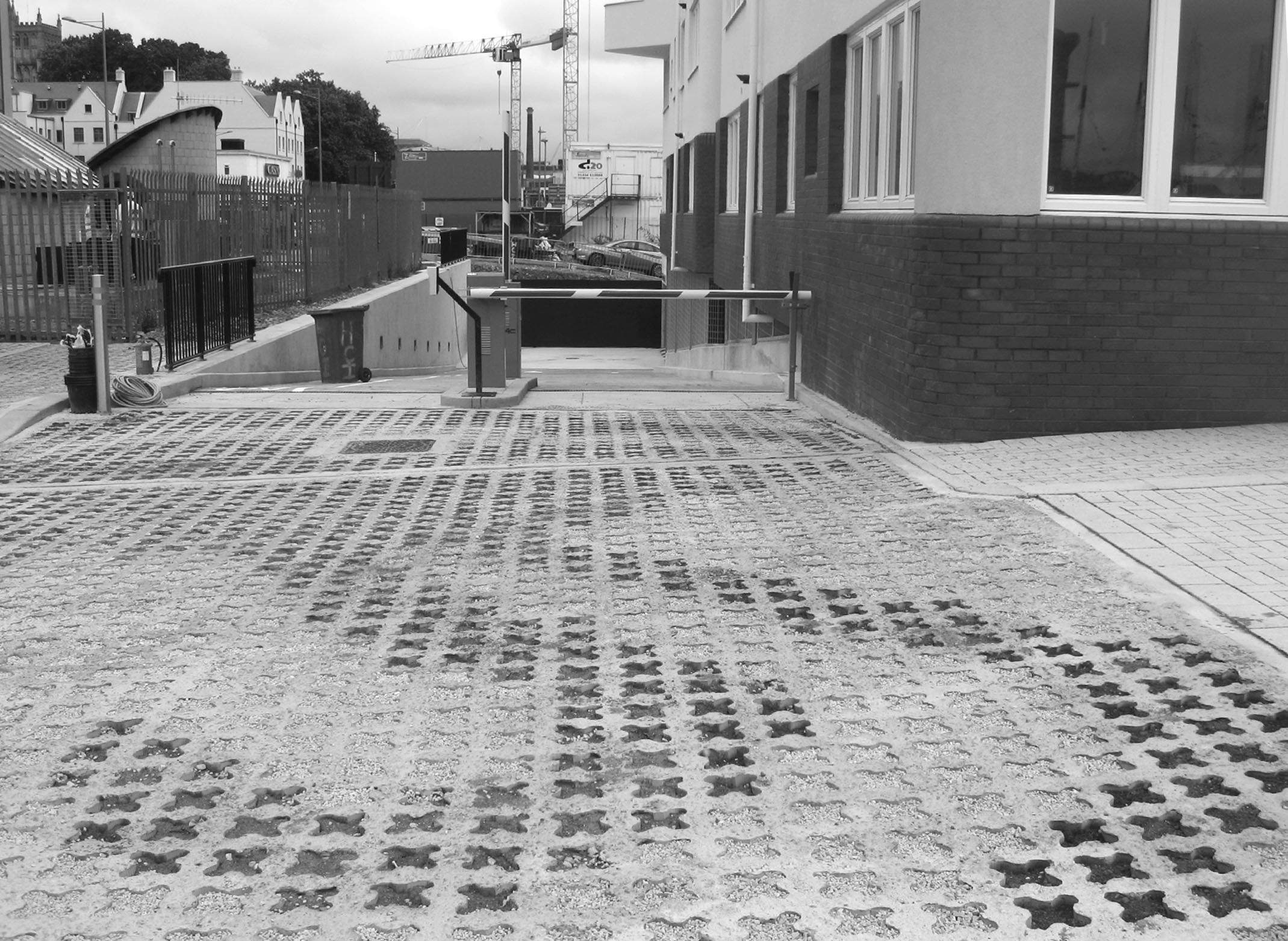 a picture of a concrete floor with green square