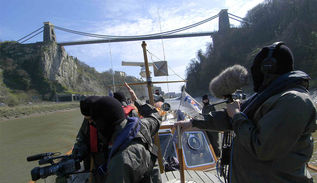 Out on site on the River Avon producing The White Nightingale